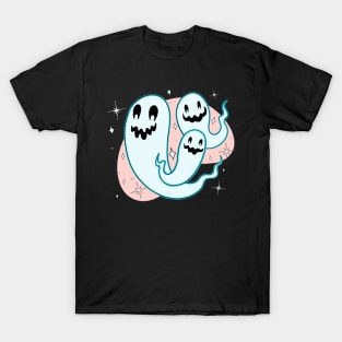 Cute Modern Ghosts Pink T-Shirt